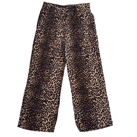 PAIGE Pants - PAIGE Wide Leg Pants Womens 8 Leopard Print Drawstring Festival Indie Sleaze